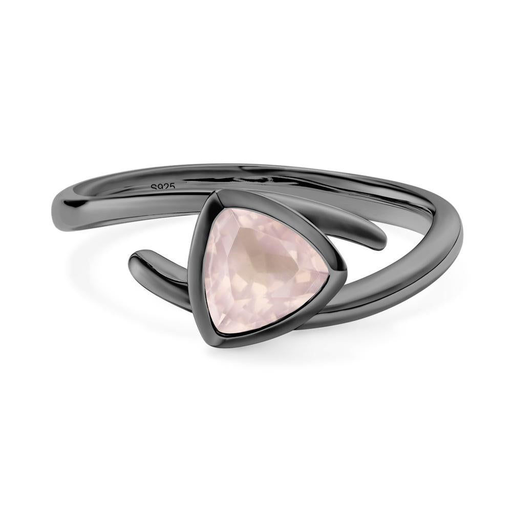 Bezel Set Rose Quartz Ring - LUO Jewelry #metal_black finish sterling silver