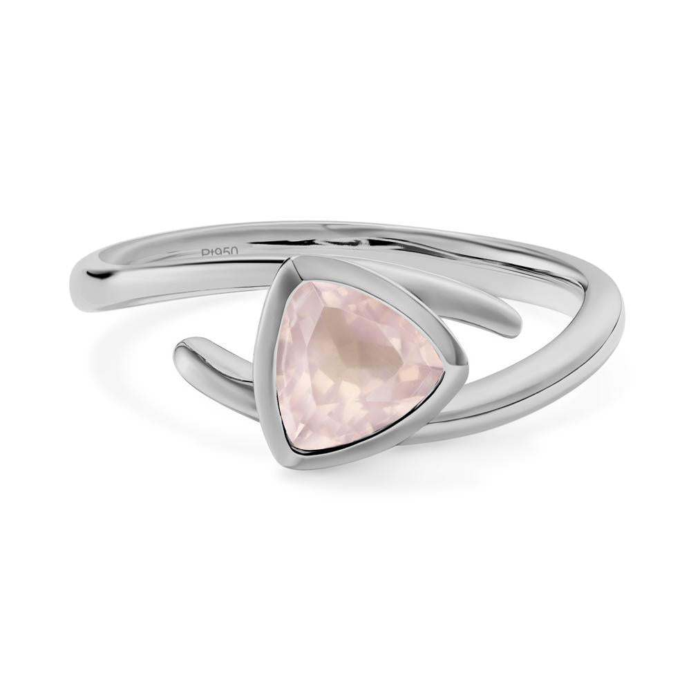 Bezel Set Rose Quartz Ring - LUO Jewelry #metal_platinum