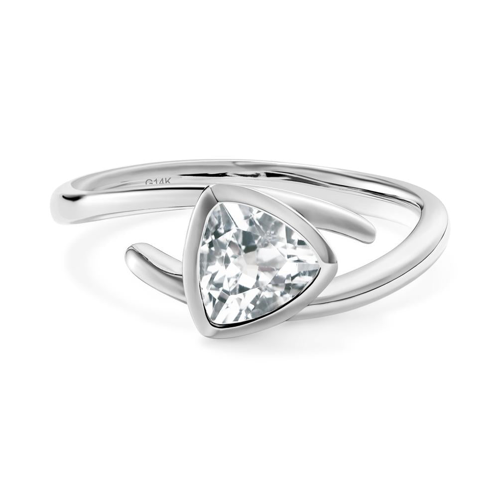 Bezel Set White Topaz Ring - LUO Jewelry #metal_14k white gold