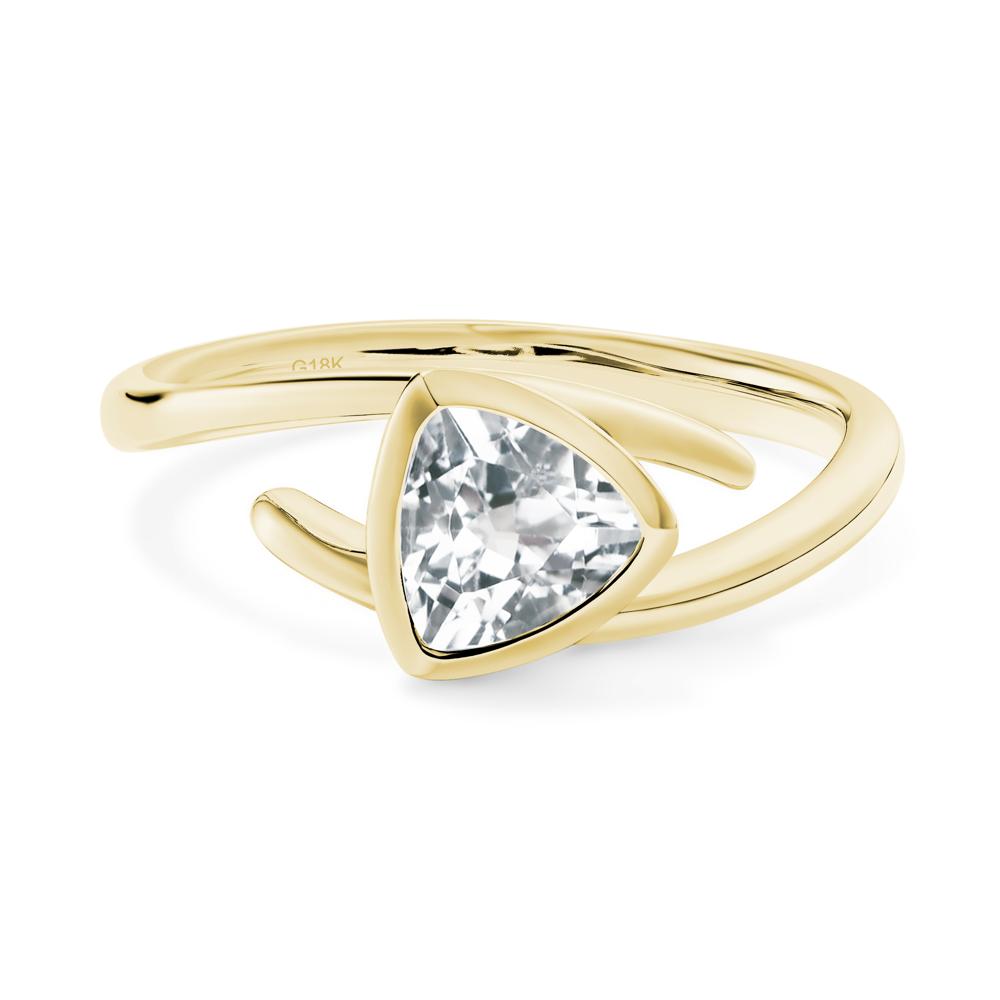 Bezel Set White Topaz Ring - LUO Jewelry #metal_18k yellow gold