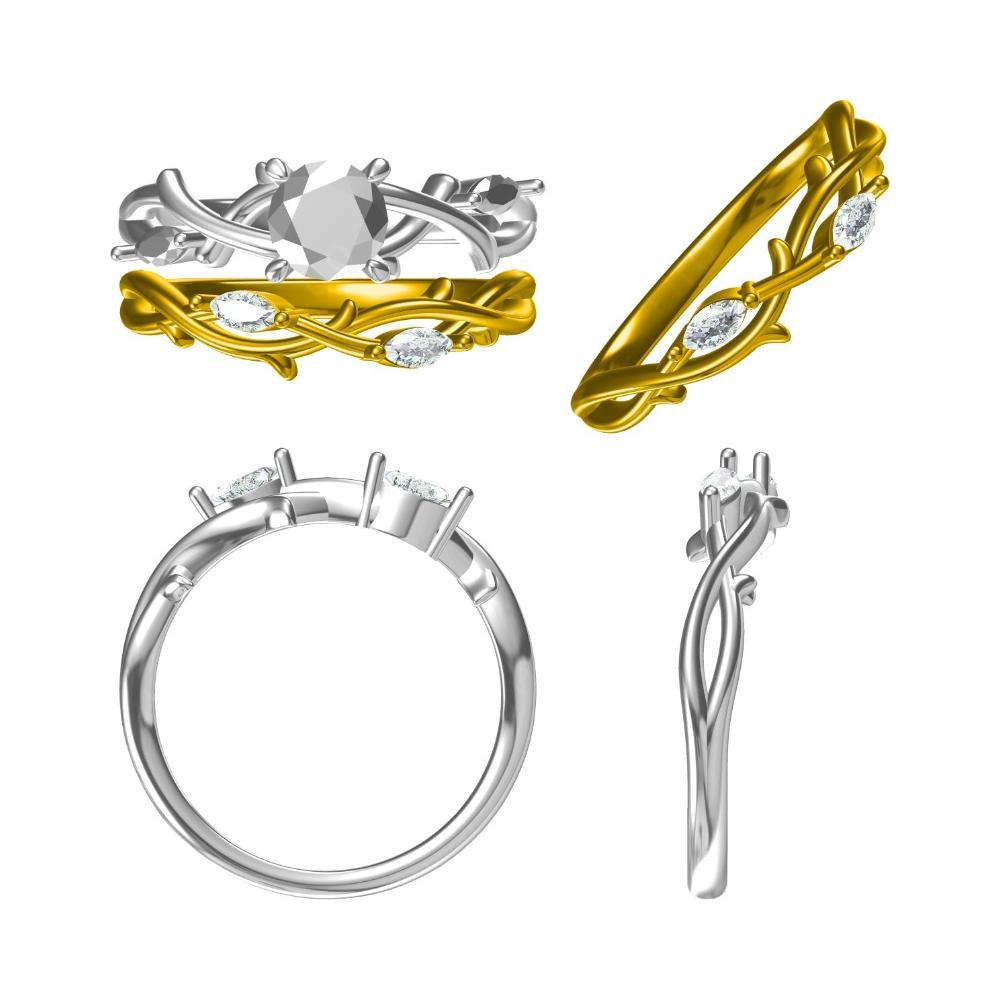 Sapphire Twig Engagement Ring - LUO Jewelry 