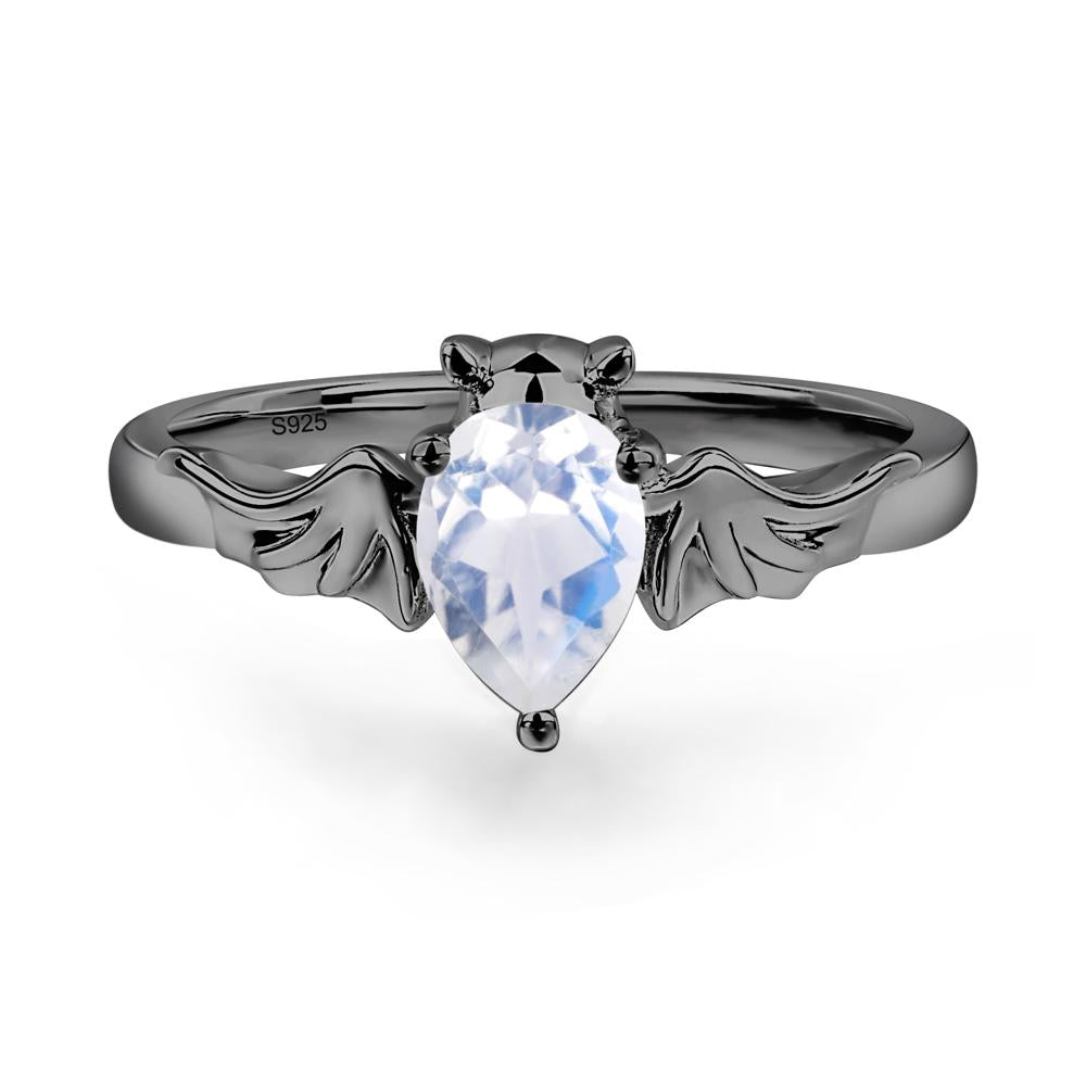 Moonstone Bat Engagement Ring - LUO Jewelry #metal_black finish sterling silver
