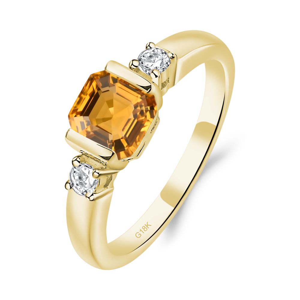Citrine Half Bezel Set Asscher Cut Ring - LUO Jewelry #metal_18k yellow gold