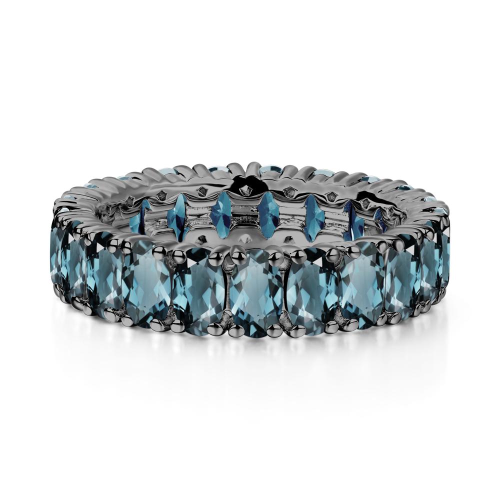 London Blue Topaz Wide Band Eternity Ring - LUO Jewelry #metal_black finish sterling silver