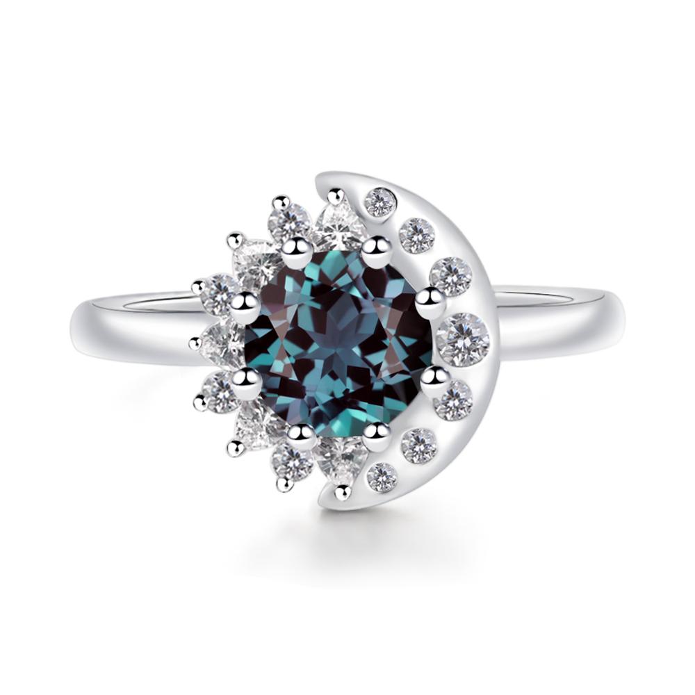 Alexandrite Sun and Moon Ring - LUO Jewelry #metal_14k white gold