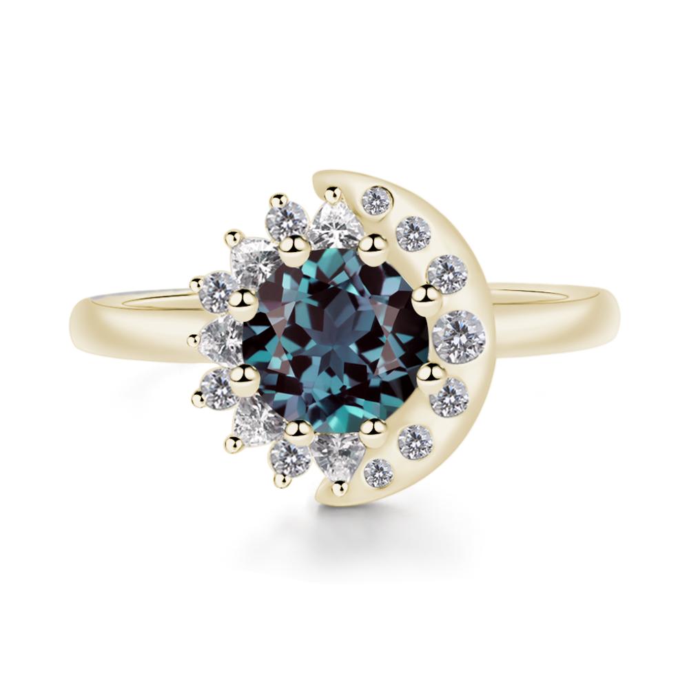 Alexandrite Sun and Moon Ring - LUO Jewelry #metal_14k yellow gold