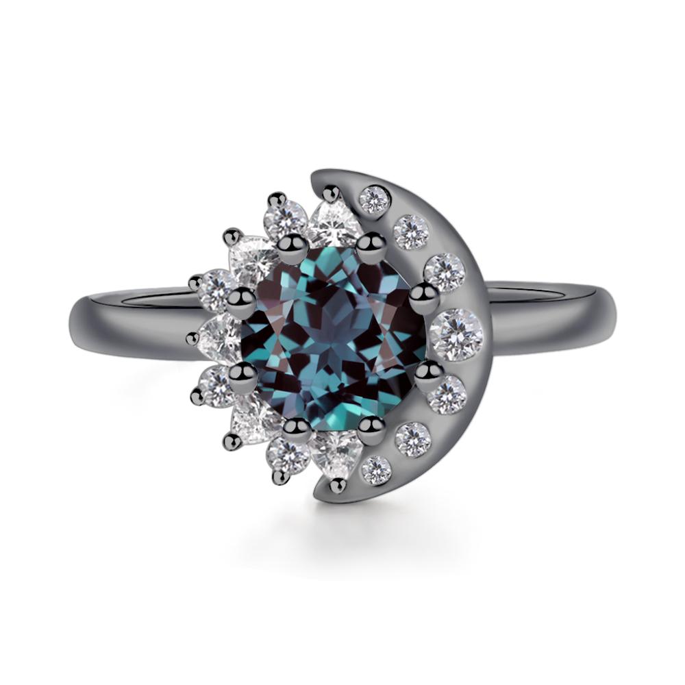 Alexandrite Sun and Moon Ring - LUO Jewelry #metal_black finish sterling silver