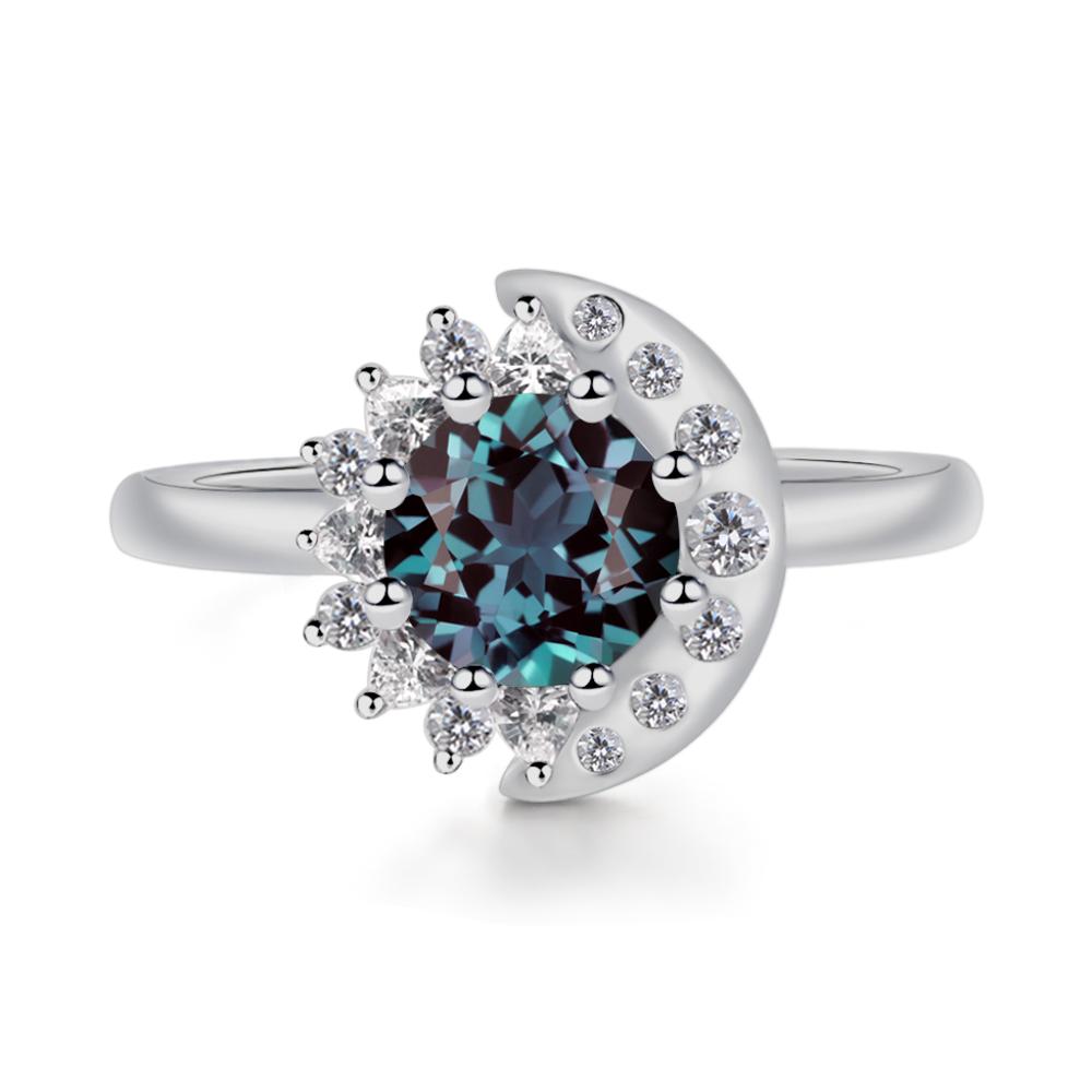 Alexandrite Sun and Moon Ring - LUO Jewelry #metal_platinum