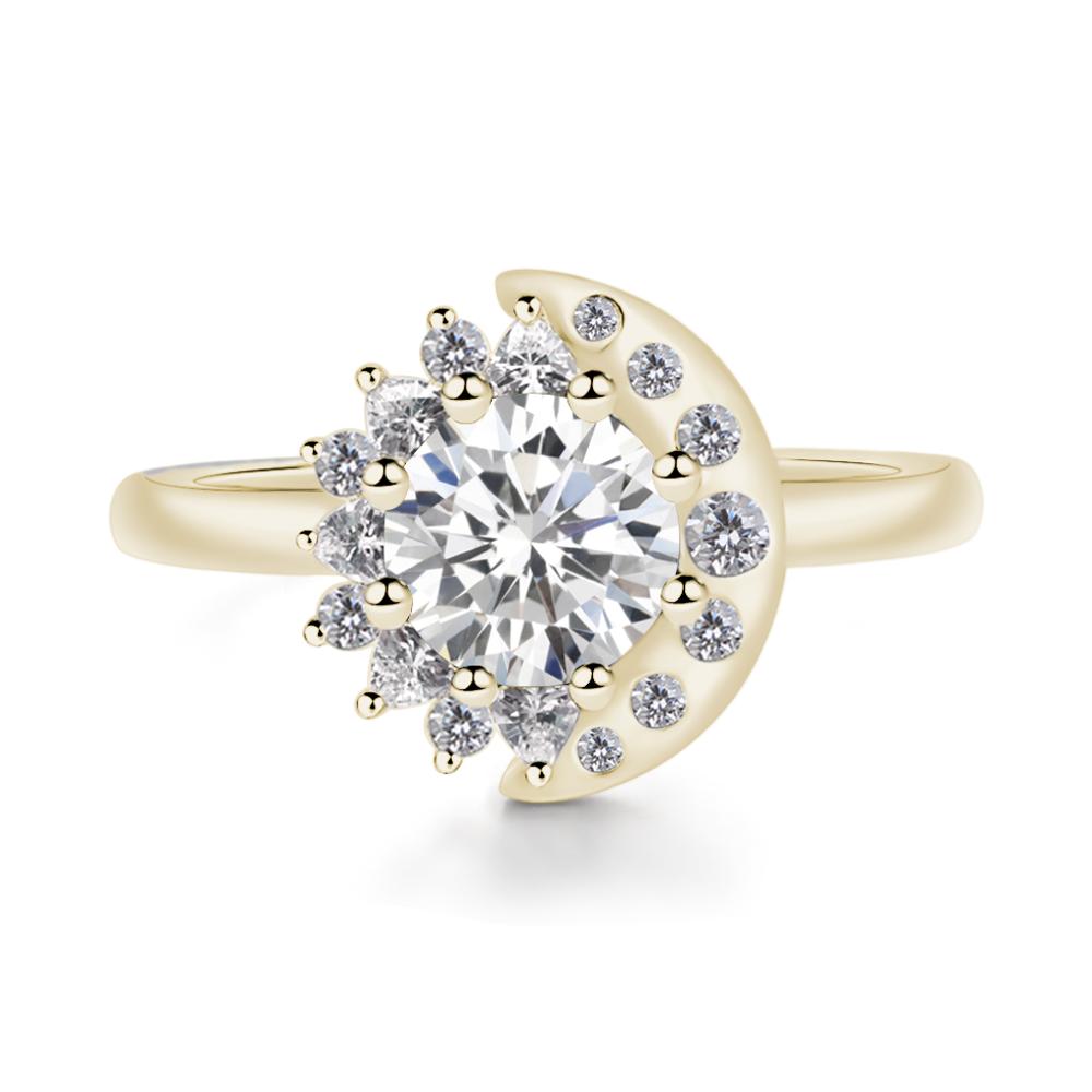 Cubic Zirconia Sun and Moon Ring - LUO Jewelry #metal_14k yellow gold