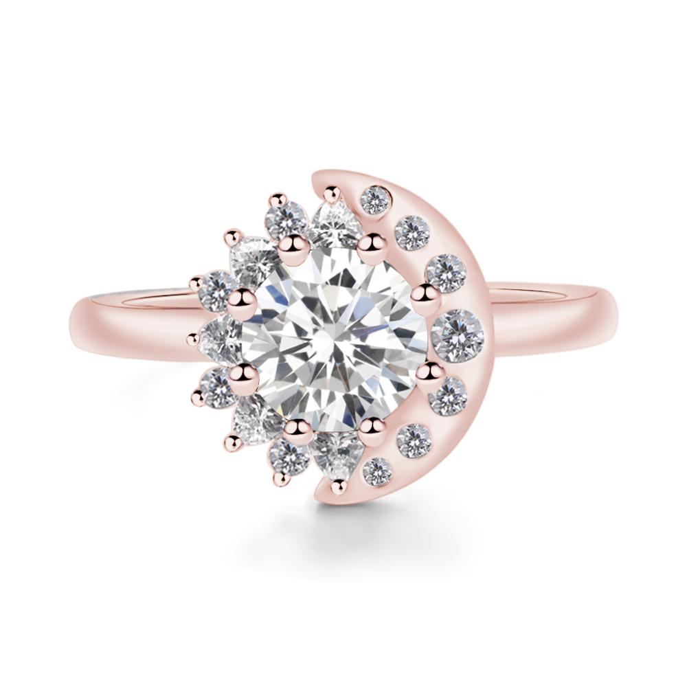 Cubic Zirconia Sun and Moon Ring - LUO Jewelry #metal_18k rose gold