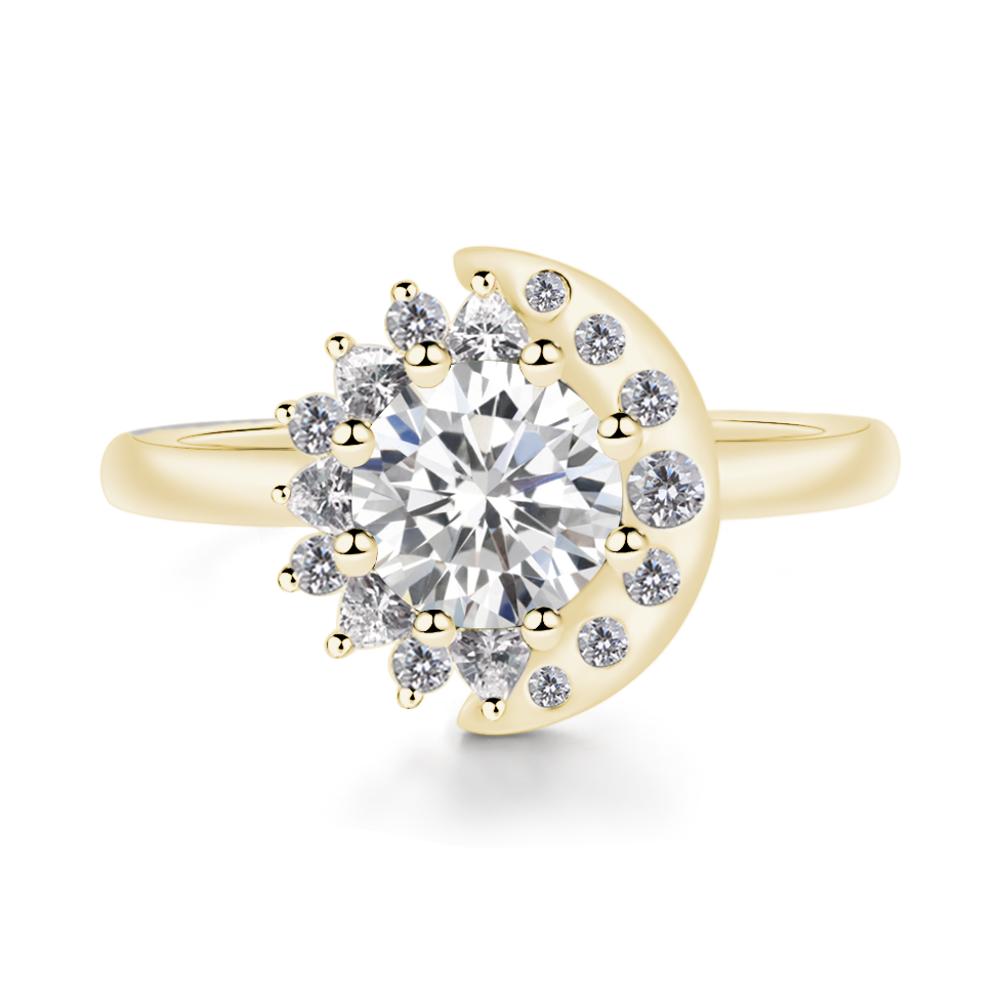 Cubic Zirconia Sun and Moon Ring - LUO Jewelry #metal_18k yellow gold