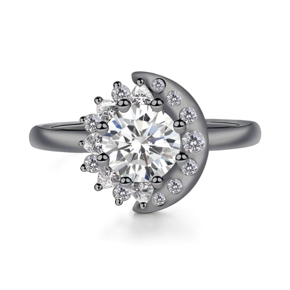 Cubic Zirconia Sun and Moon Ring - LUO Jewelry #metal_black finish sterling silver