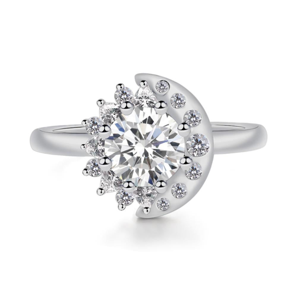 Cubic Zirconia Sun and Moon Ring - LUO Jewelry #metal_platinum