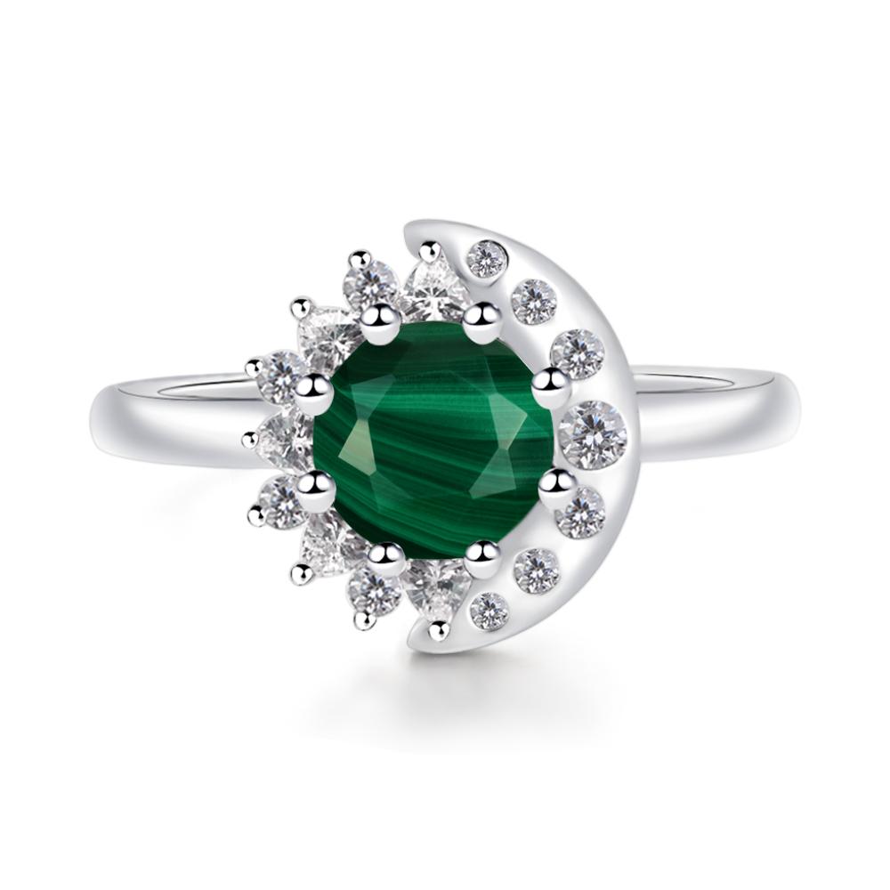 Malachite Moon and Sun Ring - LUO Jewelry #metal_18k white gold