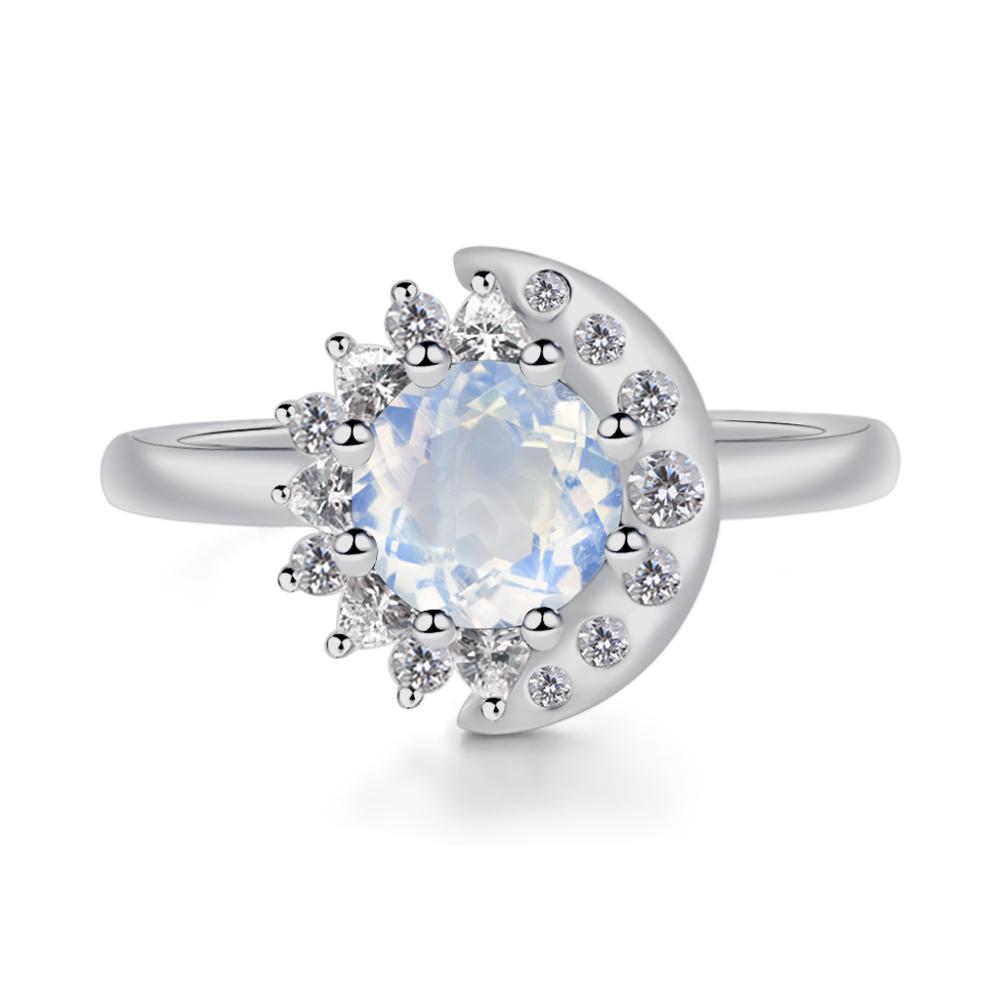 Moonstone Sun and Moon Ring - LUO Jewelry #metal_platinum