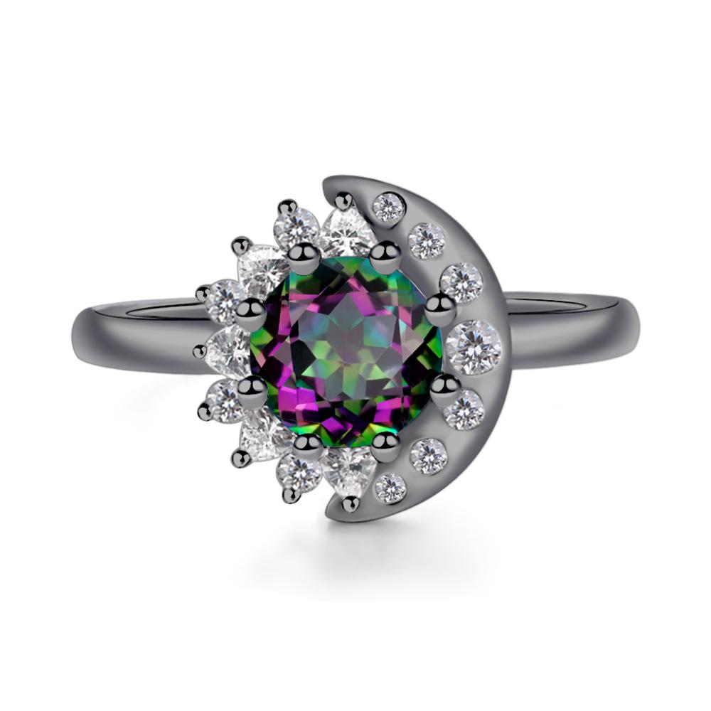 Mystic Topaz Sun and Moon Ring - LUO Jewelry #metal_black finish sterling silver