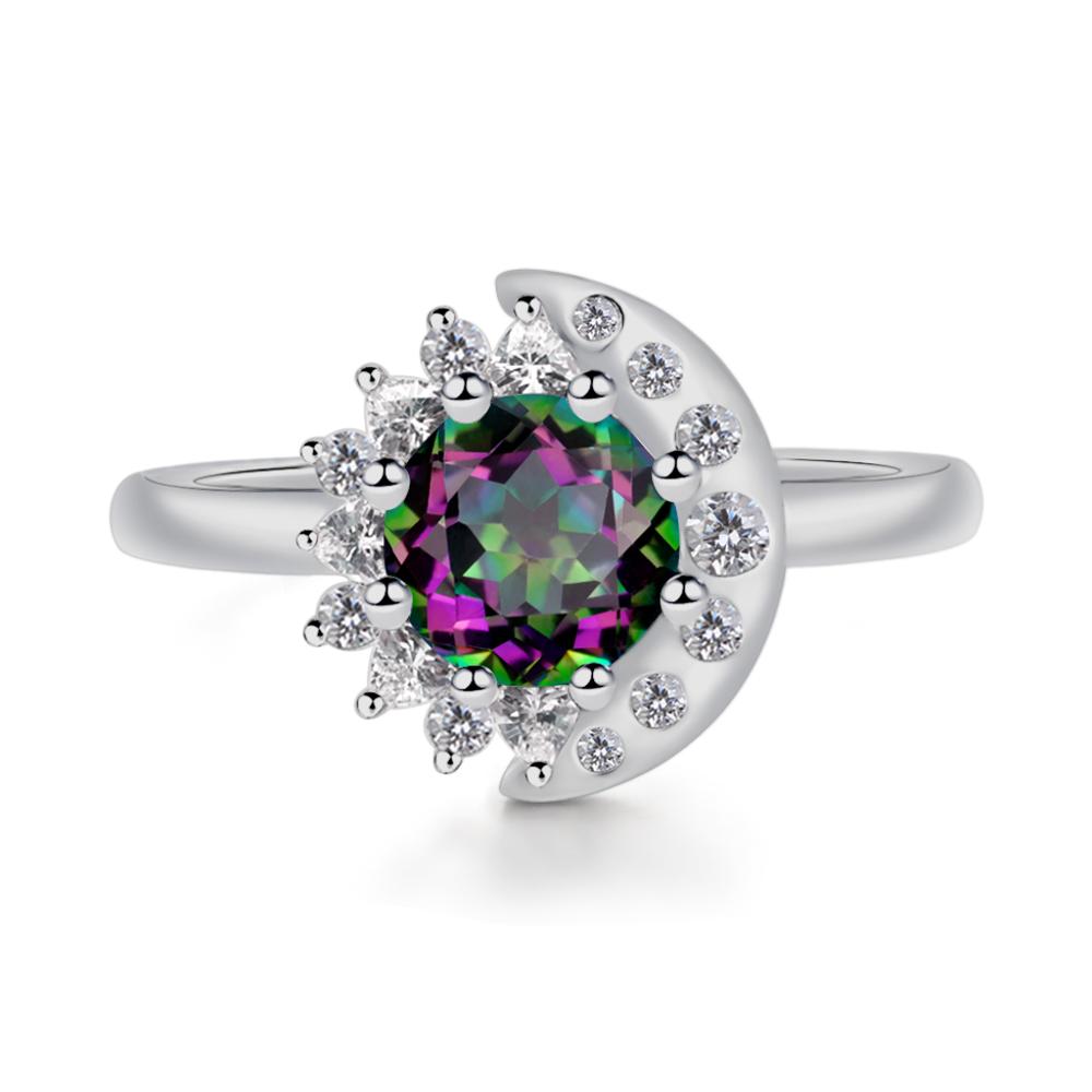 Mystic Topaz Sun and Moon Ring - LUO Jewelry #metal_platinum