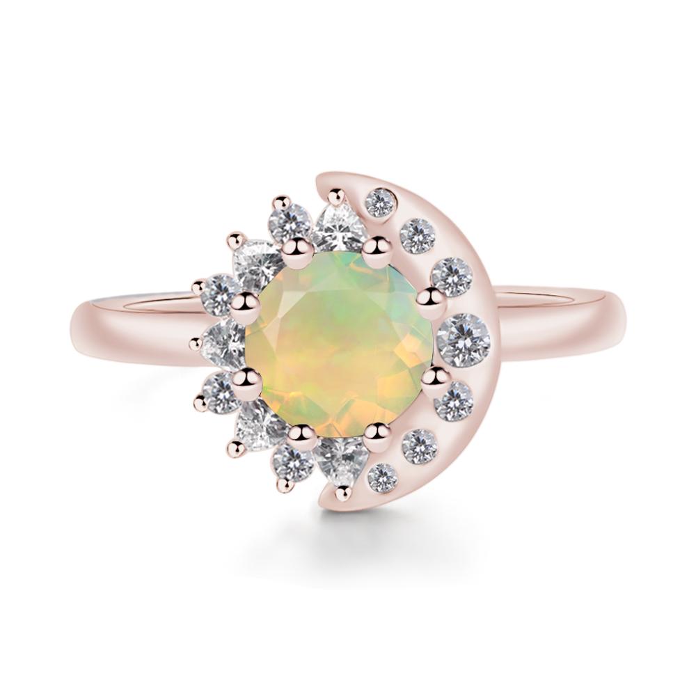 Opal Moon and Sun Ring - LUO Jewelry #metal_14k rose gold