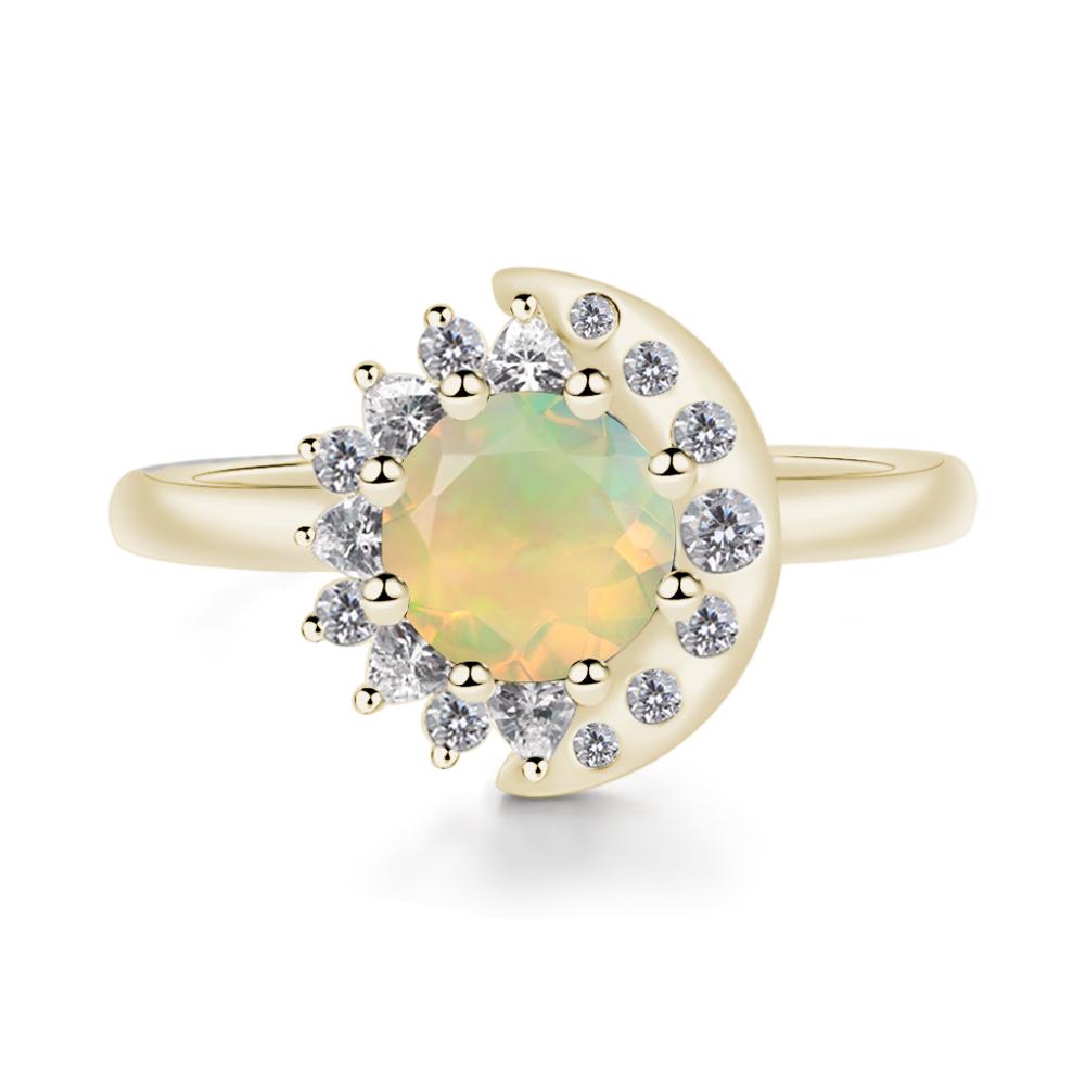 Opal Moon and Sun Ring - LUO Jewelry #metal_14k yellow gold