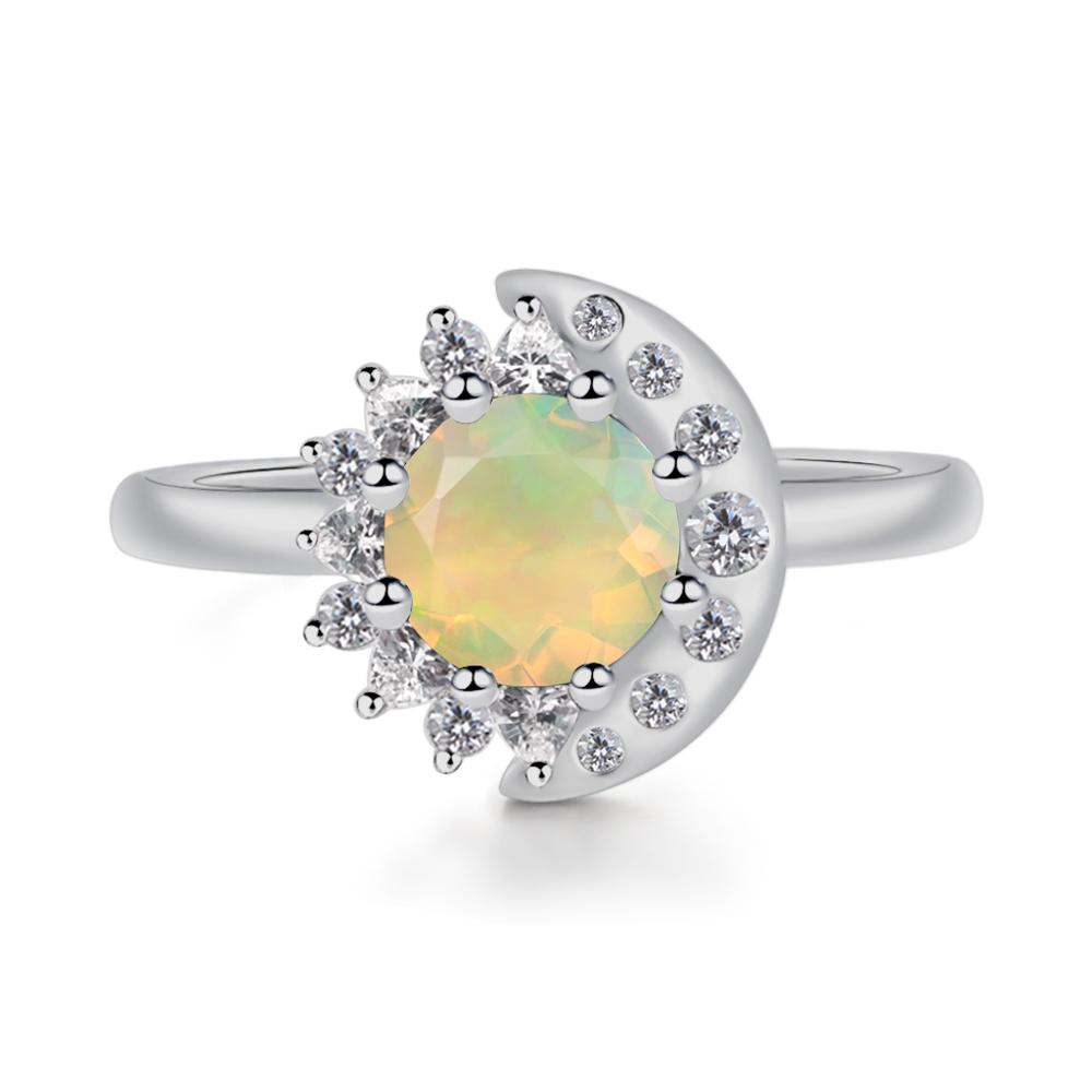 Opal Moon and Sun Ring - LUO Jewelry #metal_platinum