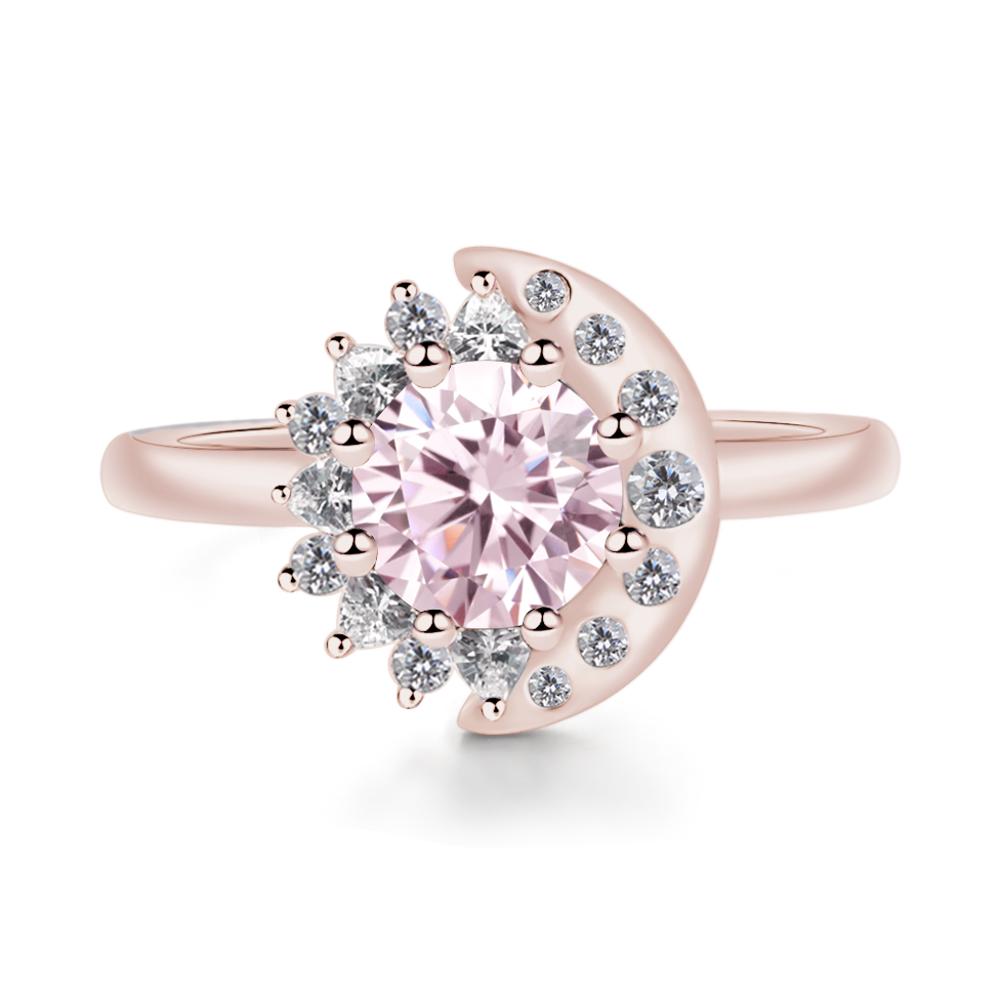 Pink Cubic Zirconia Sun and Moon Ring - LUO Jewelry #metal_14k rose gold