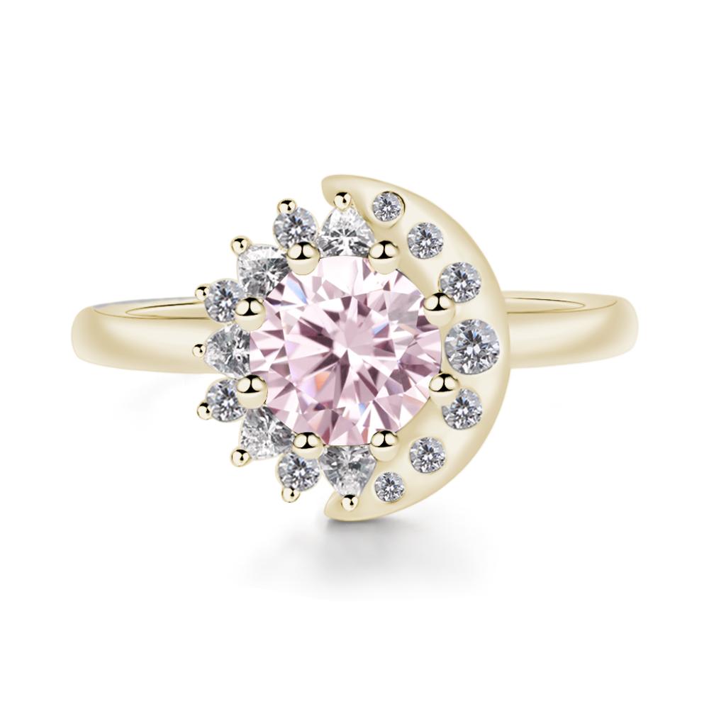 Pink Cubic Zirconia Sun and Moon Ring - LUO Jewelry #metal_14k yellow gold