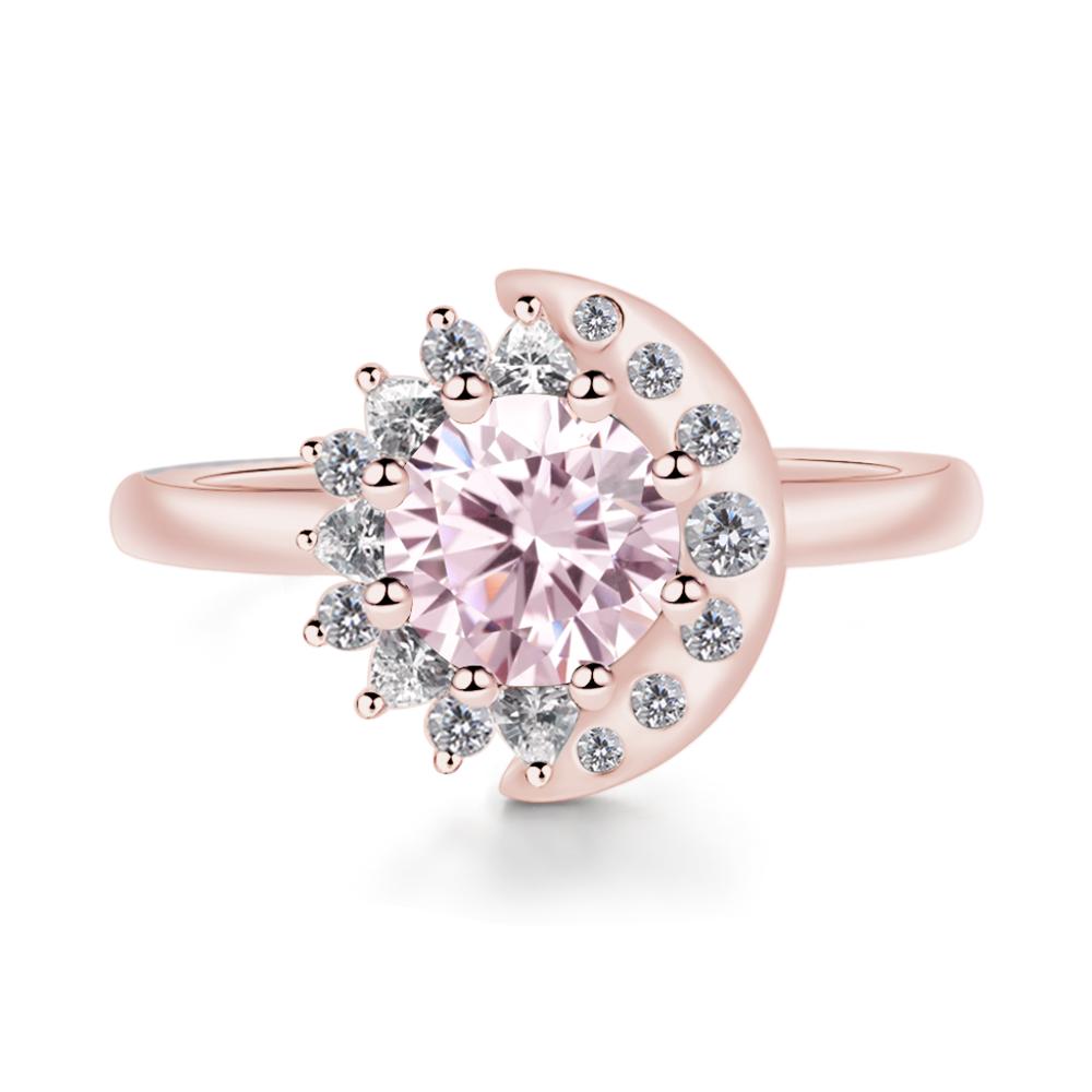 Pink Cubic Zirconia Sun and Moon Ring - LUO Jewelry #metal_18k rose gold