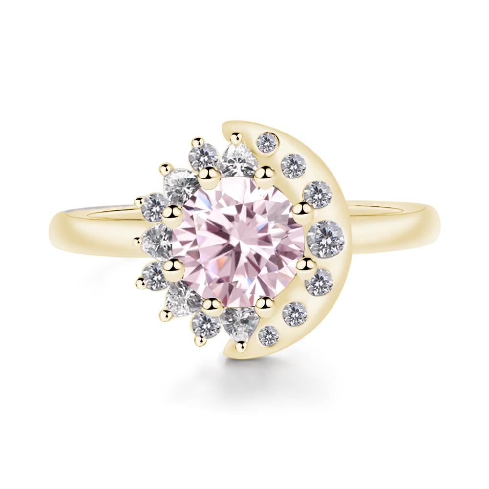Pink Cubic Zirconia Sun and Moon Ring - LUO Jewelry #metal_18k yellow gold