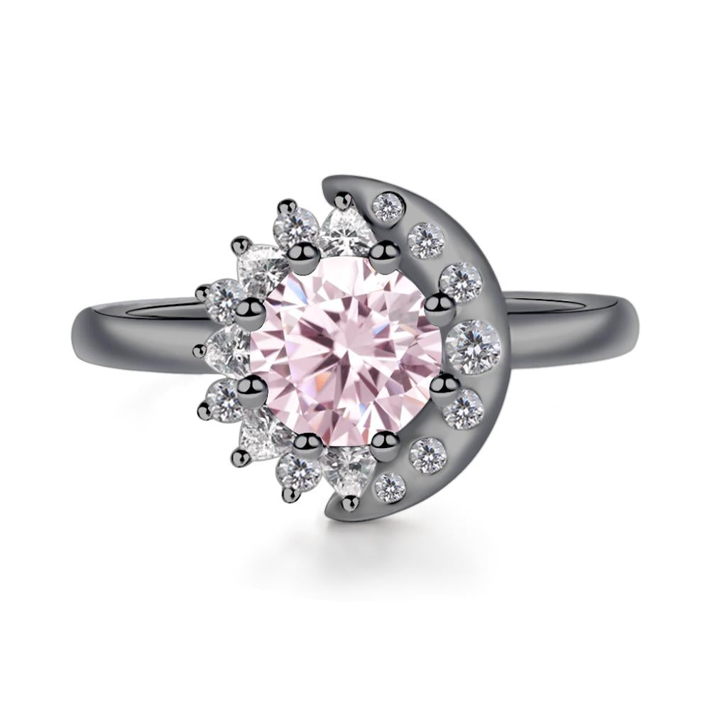 Pink Cubic Zirconia Sun and Moon Ring - LUO Jewelry #metal_black finish sterling silver