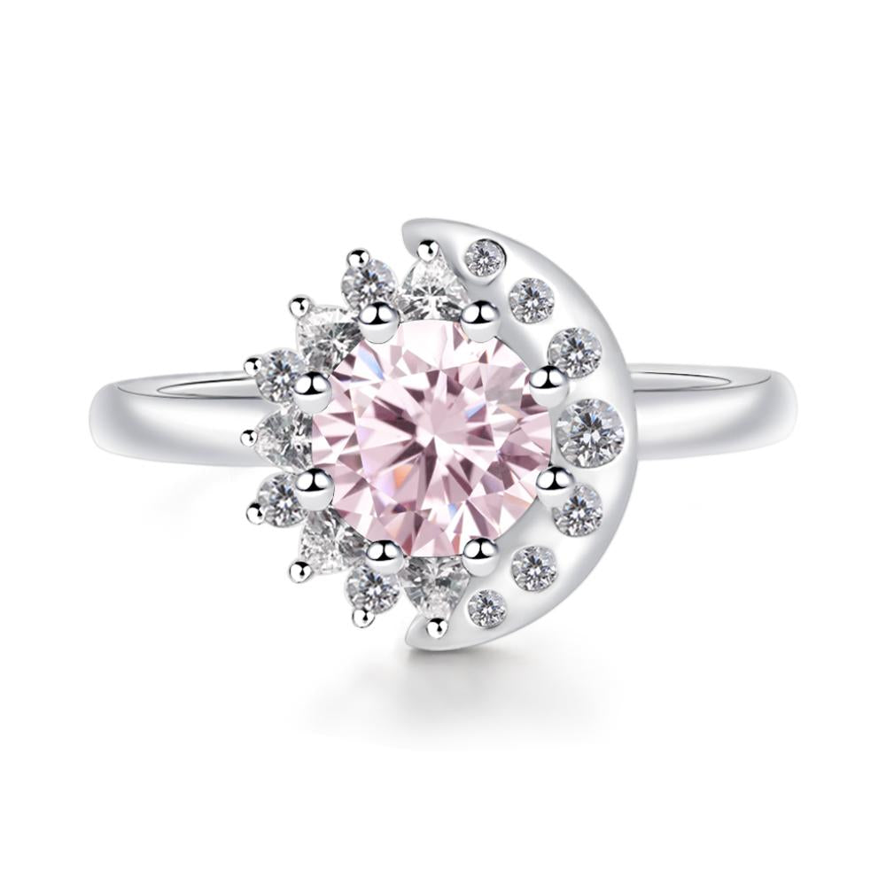 Pink Cubic Zirconia Sun and Moon Ring - LUO Jewelry #metal_sterling silver