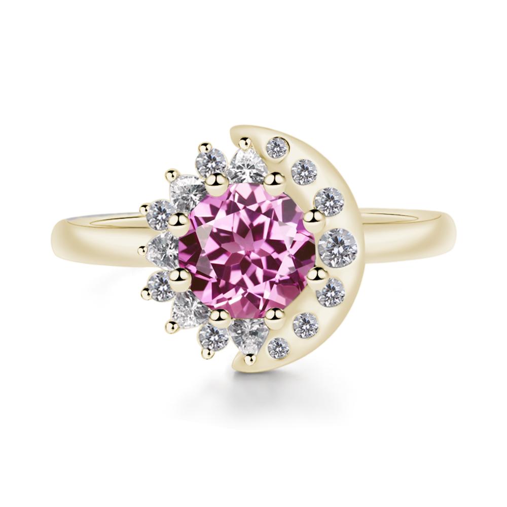 Pink Sapphire Moon and Sun Ring - LUO Jewelry #metal_14k yellow gold