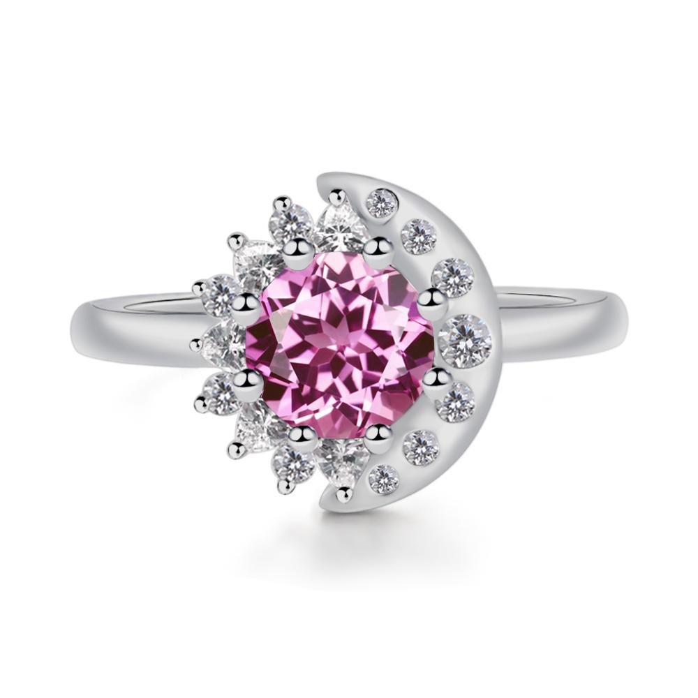 Pink Sapphire Moon and Sun Ring - LUO Jewelry #metal_platinum