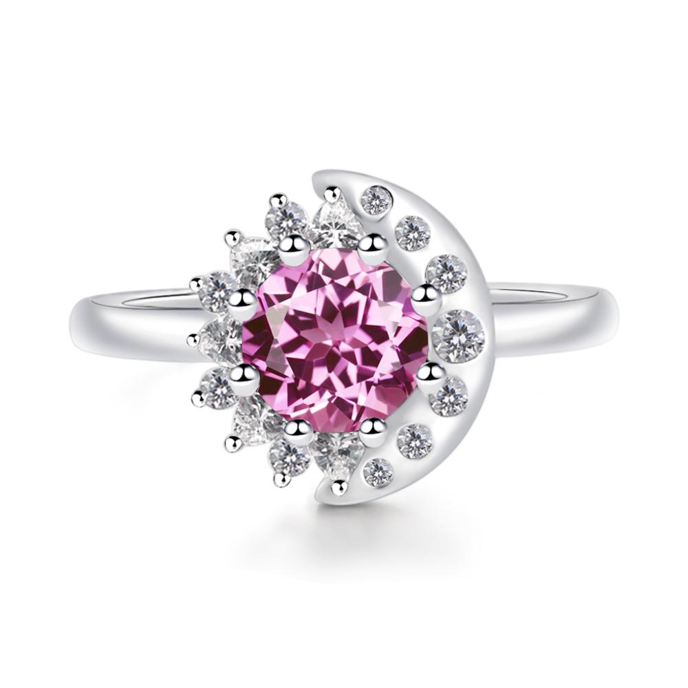 Pink Sapphire Moon and Sun Ring - LUO Jewelry #metal_sterling silver