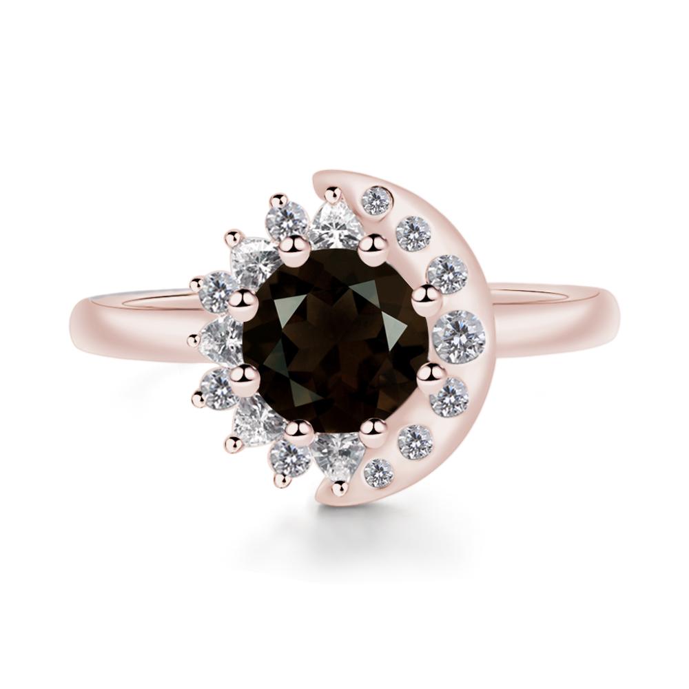Smoky Quartz Sun and Moon Ring - LUO Jewelry #metal_14k rose gold