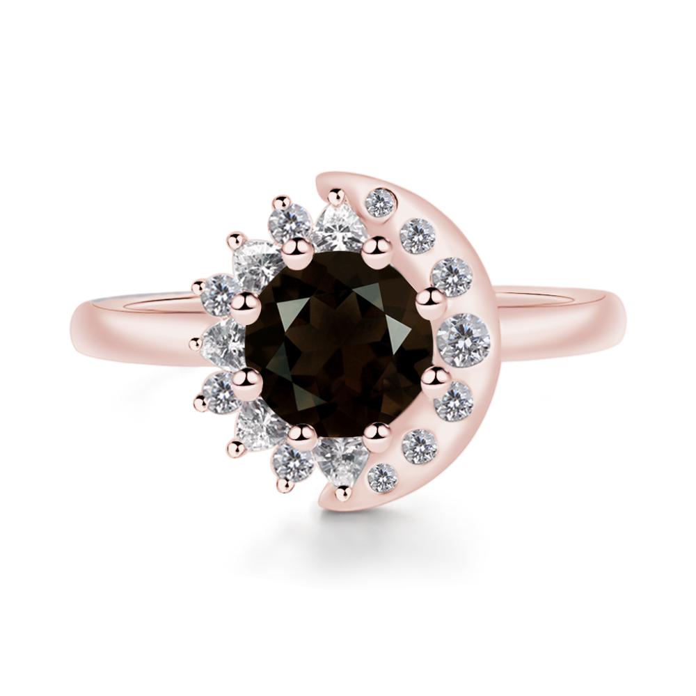 Smoky Quartz Sun and Moon Ring - LUO Jewelry #metal_18k rose gold