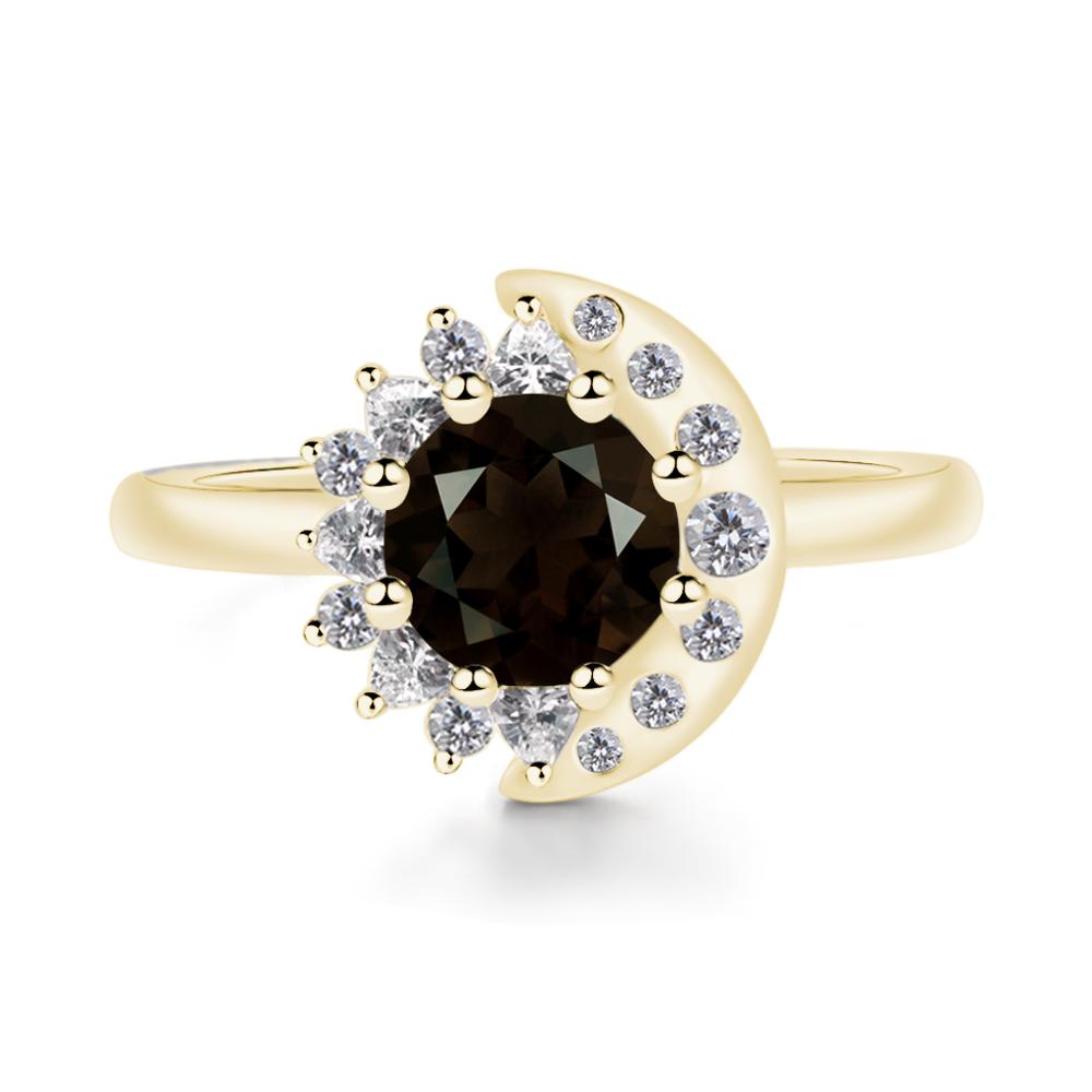 Smoky Quartz Sun and Moon Ring - LUO Jewelry #metal_18k yellow gold