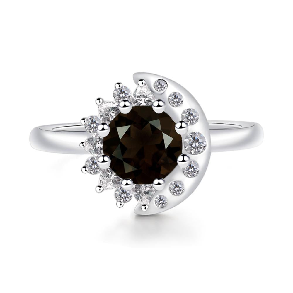 Smoky Quartz Sun and Moon Ring - LUO Jewelry #metal_sterling silver