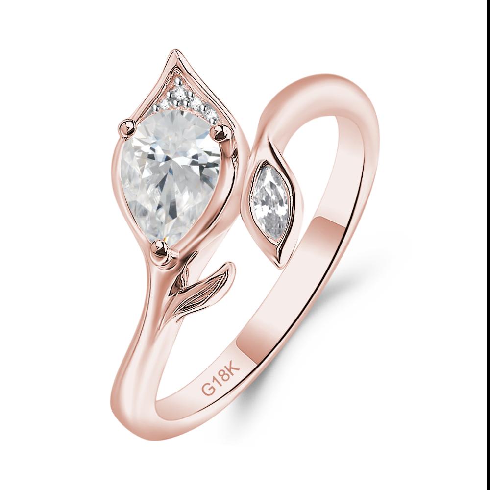 Nature Inspired Cubic Zirconia Leaf Ring - LUO Jewelry #metal_18k rose gold