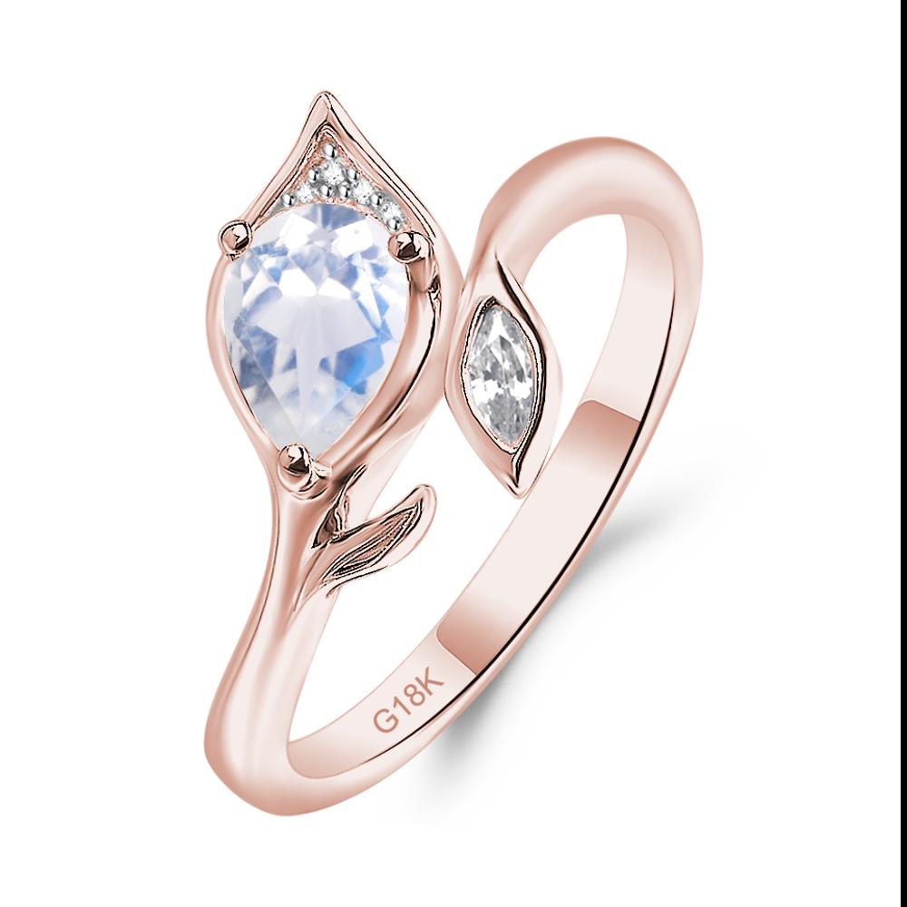 Moonstone Leaf Design Ring - LUO Jewelry #metal_18k rose gold