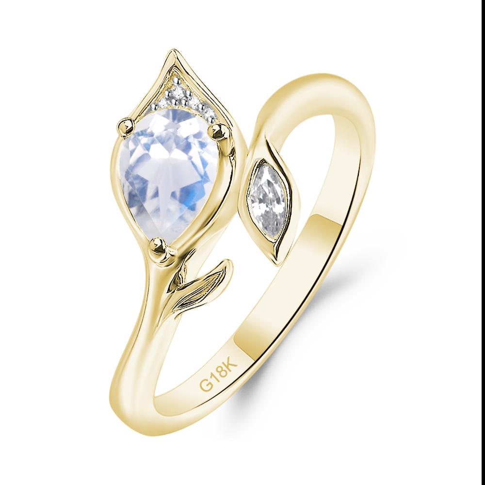 Moonstone Leaf Design Ring - LUO Jewelry #metal_18k yellow gold