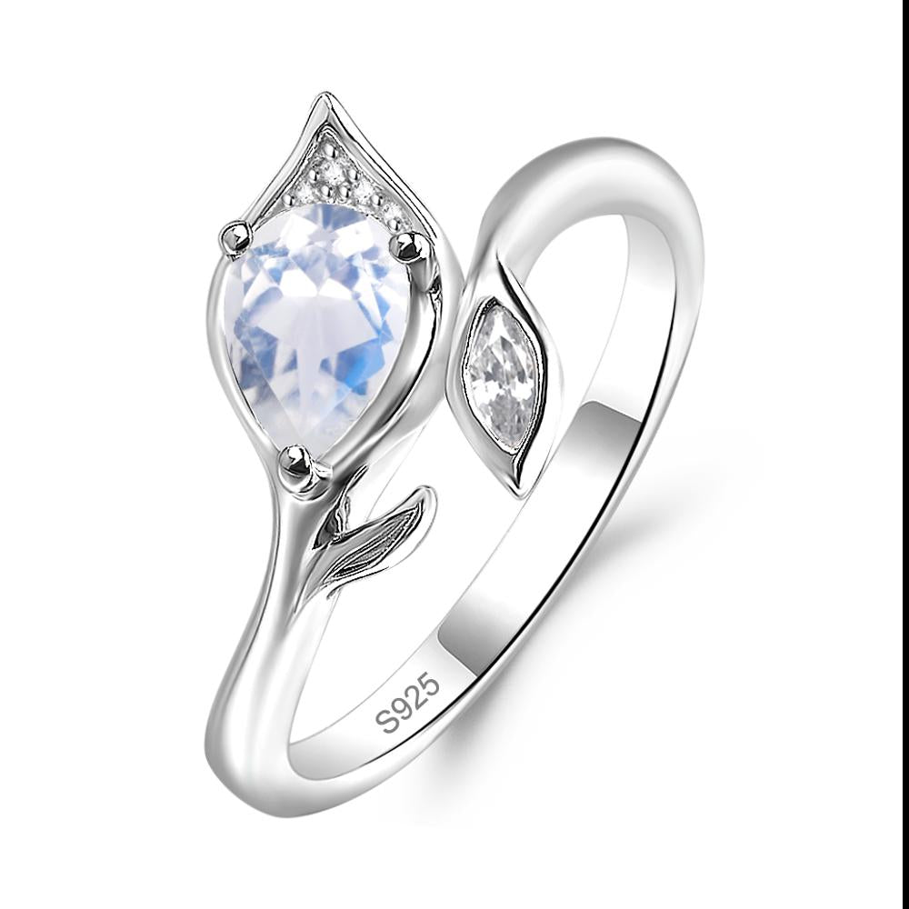 Moonstone Leaf Design Ring - LUO Jewelry #metal_sterling silver