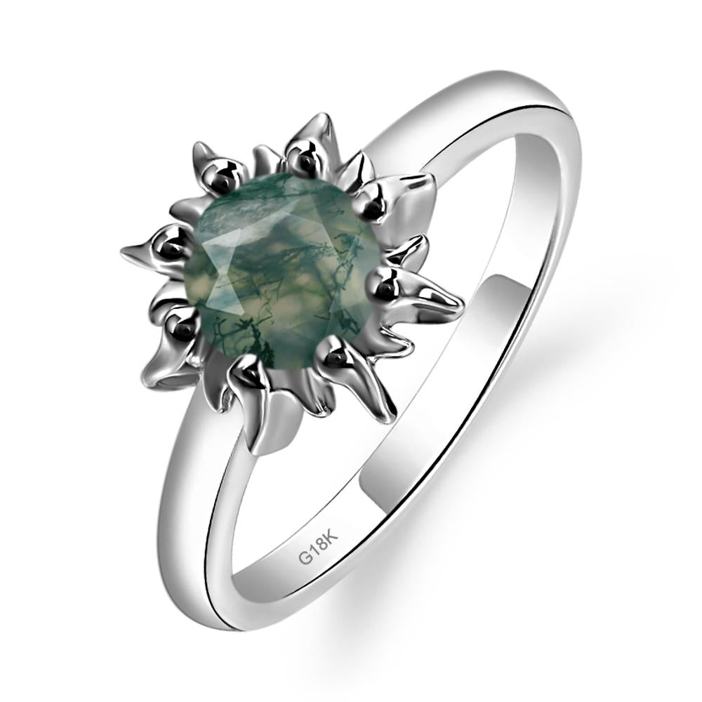 Moss Agate Flame Ring - LUO Jewelry #metal_18k white gold