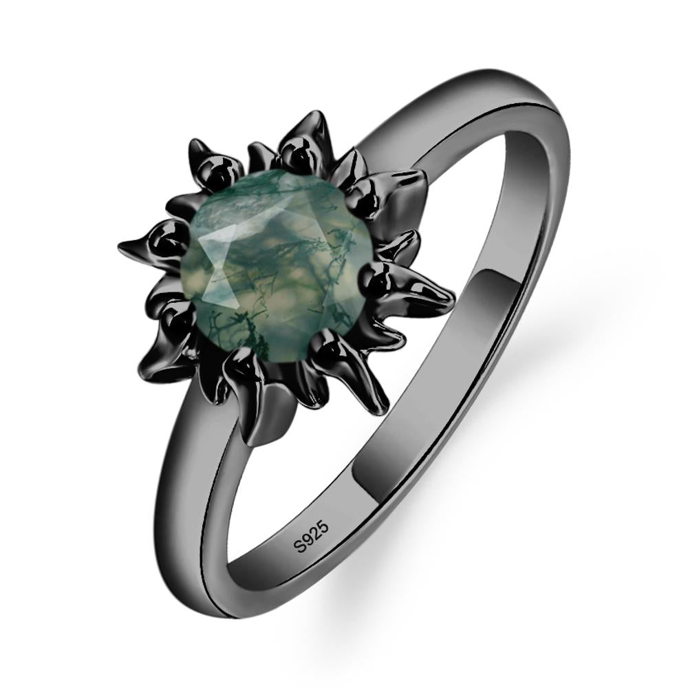 Moss Agate Flame Ring - LUO Jewelry #metal_black finish sterling silver