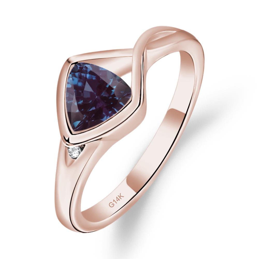 Trillion Cut Simple Alexandrite Ring - LUO Jewelry #metal_14k rose gold