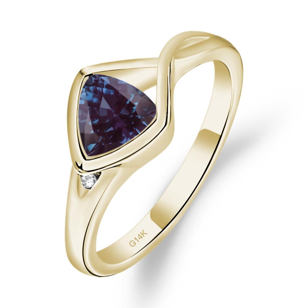 Trillion Cut Simple Alexandrite Ring - LUO Jewelry #metal_14k yellow gold