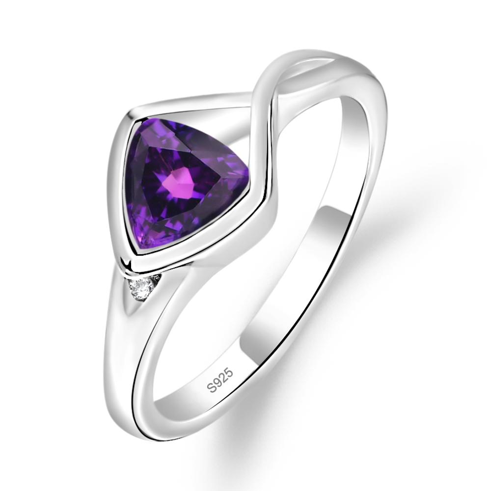 Trillion Cut Simple Amethyst Ring - LUO Jewelry #metal_sterling silver