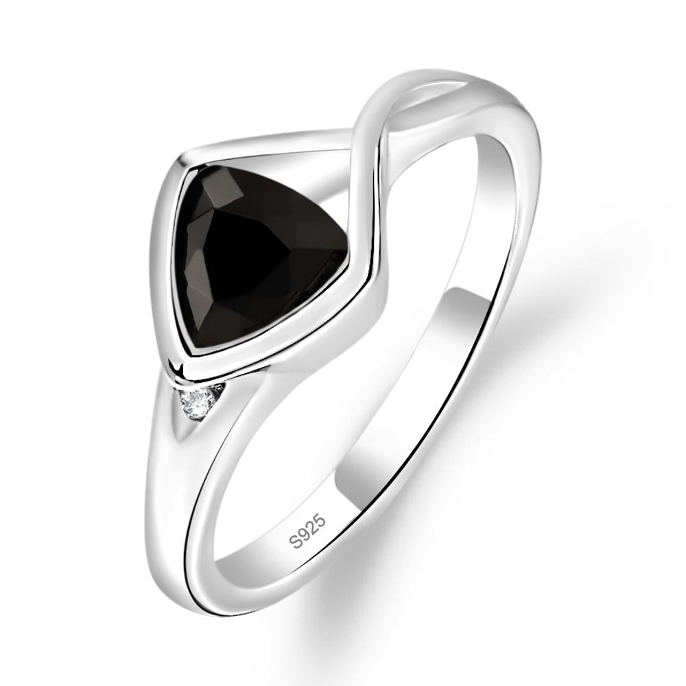 Trillion Cut Simple Black Spinel Ring - LUO Jewelry #metal_sterling silver