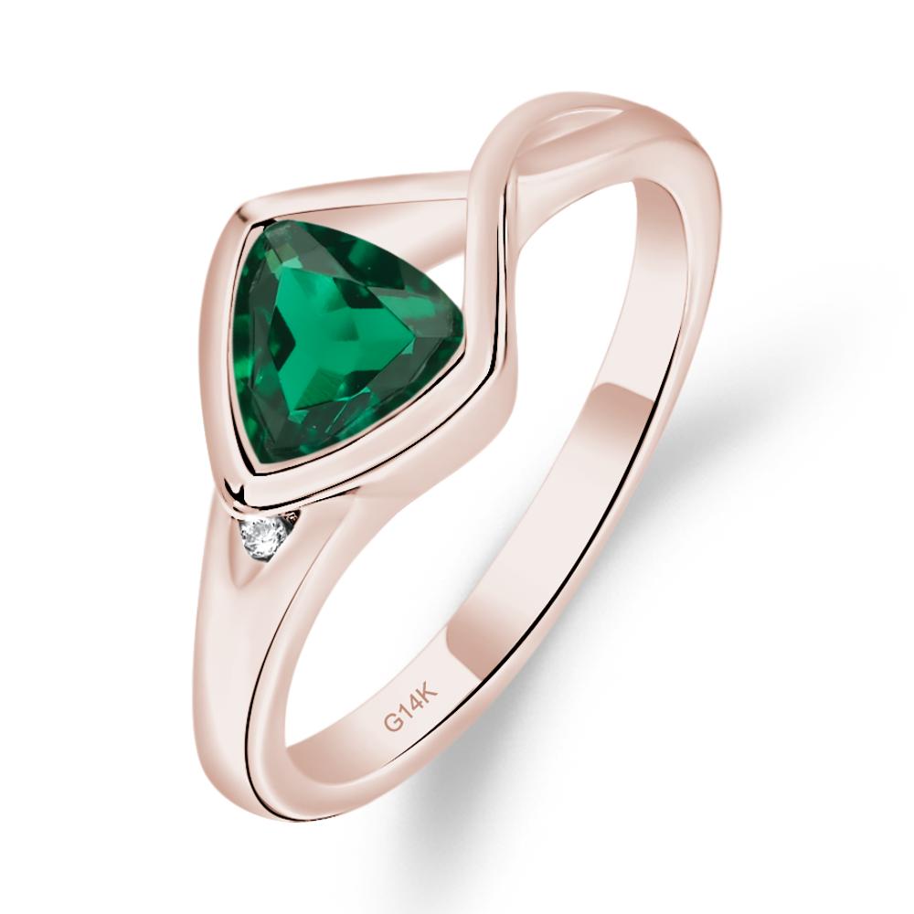 Trillion Cut Simple Emerald Ring - LUO Jewelry #metal_14k rose gold