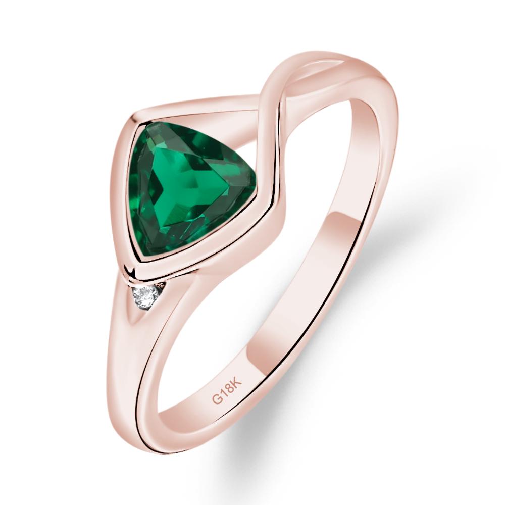 Trillion Cut Simple Emerald Ring - LUO Jewelry #metal_18k rose gold