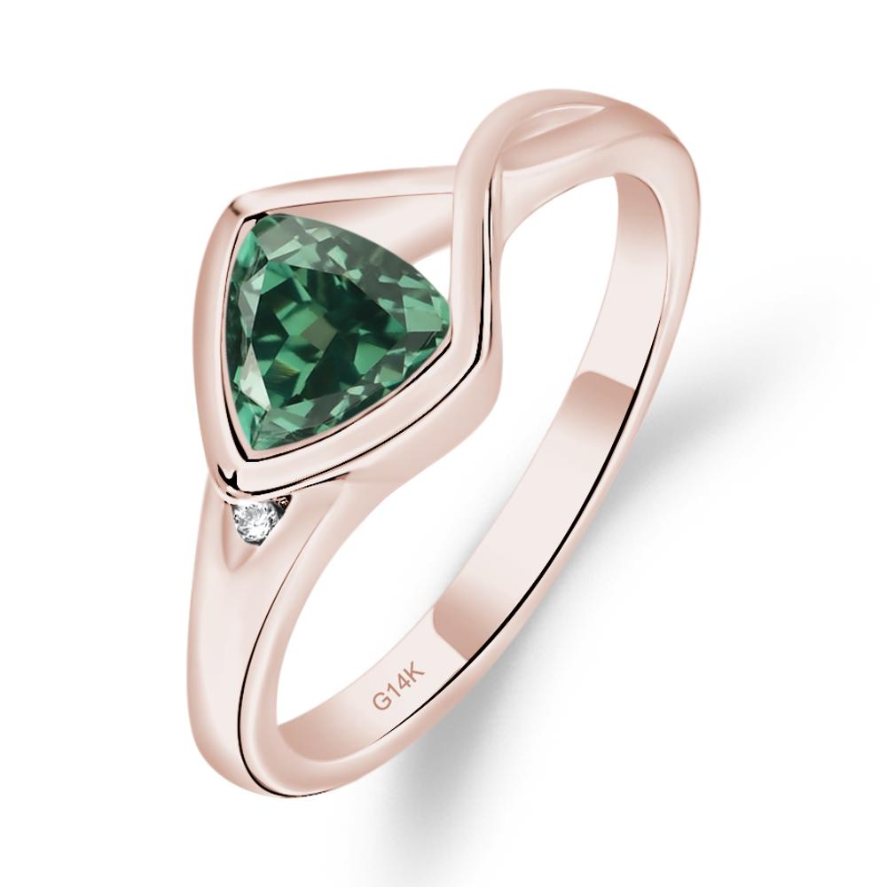 Trillion Cut Simple Green Sapphire Ring - LUO Jewelry #metal_14k rose gold